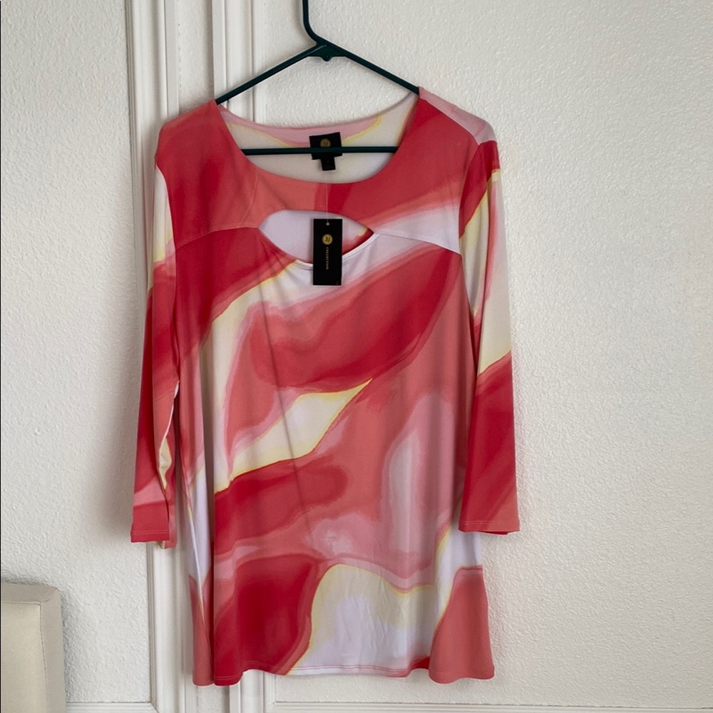 JM Collection Red and Pink Women's Top
